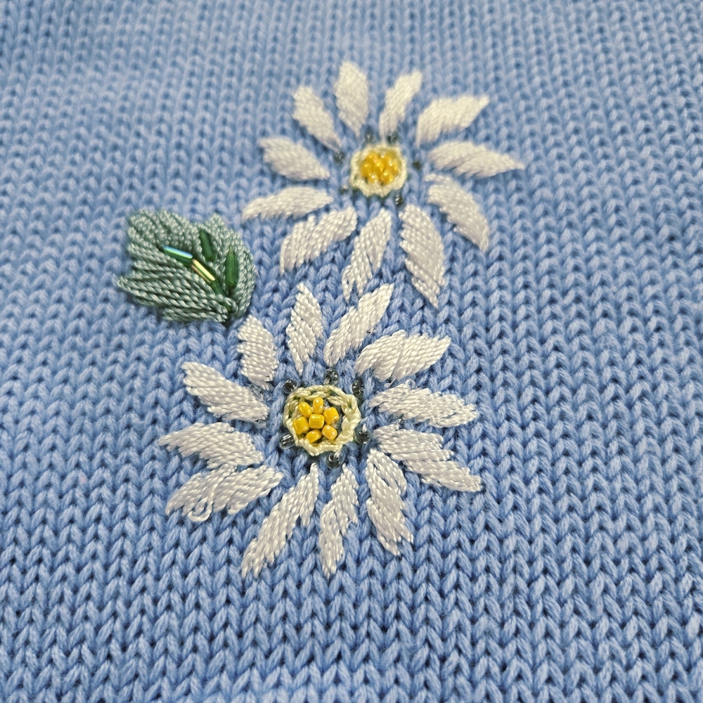 Vintage Quacker Factory Embroidered Daisy Pullover Sweater Size 2X Spring FLAW - Picture 8 of 16
